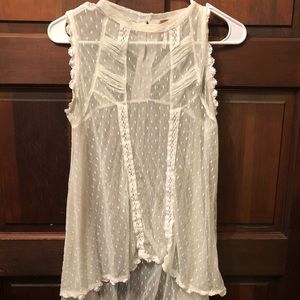 Free people off white lace shirt, medium